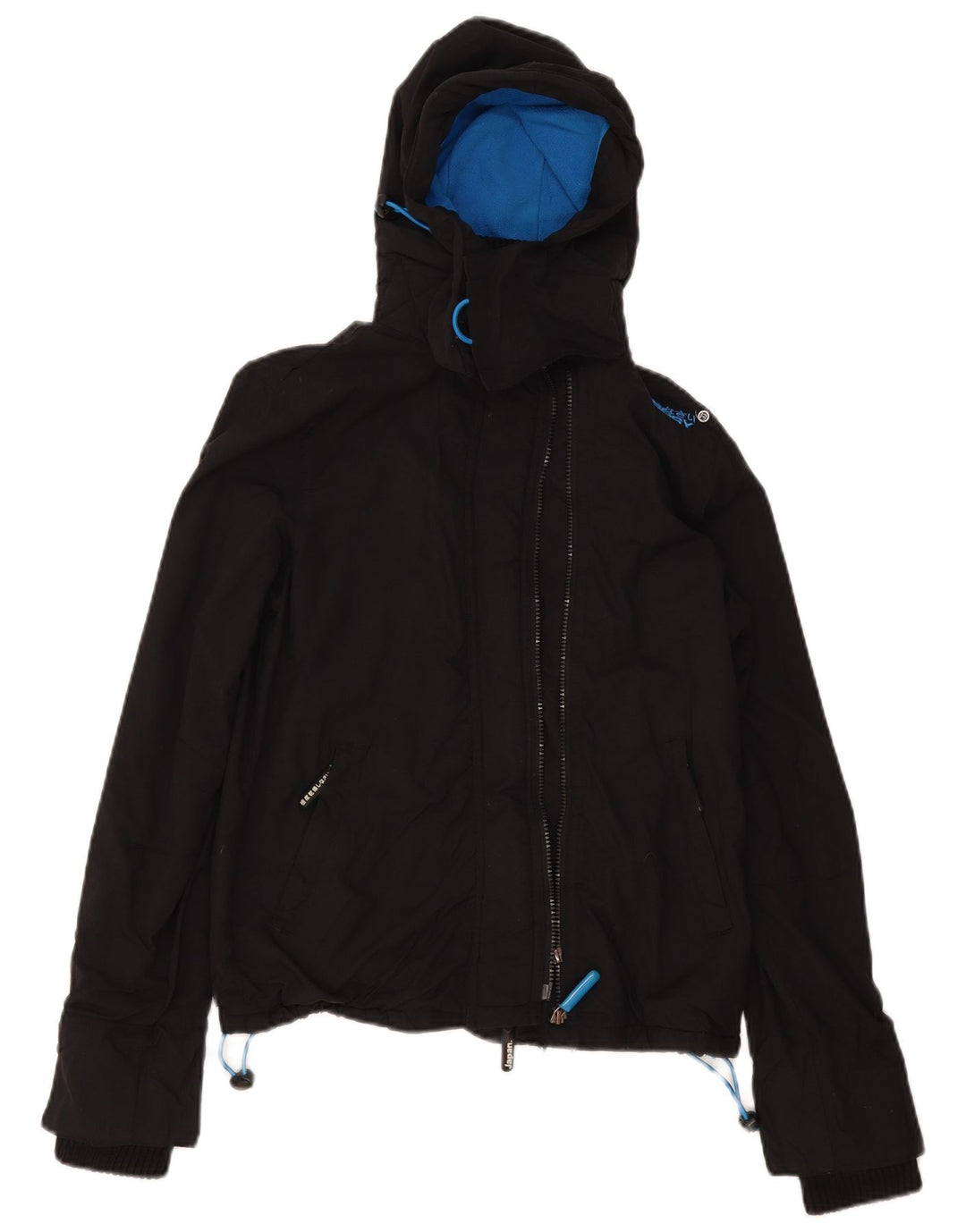 Superdry Chaqueta cortavientos con capucha Windcheater para mujer, talla 40, color negro