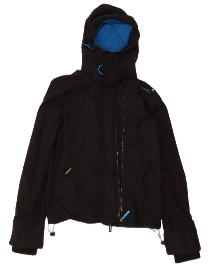 Superdry Chaqueta cortavientos con capucha Windcheater para mujer, talla 40, color negro