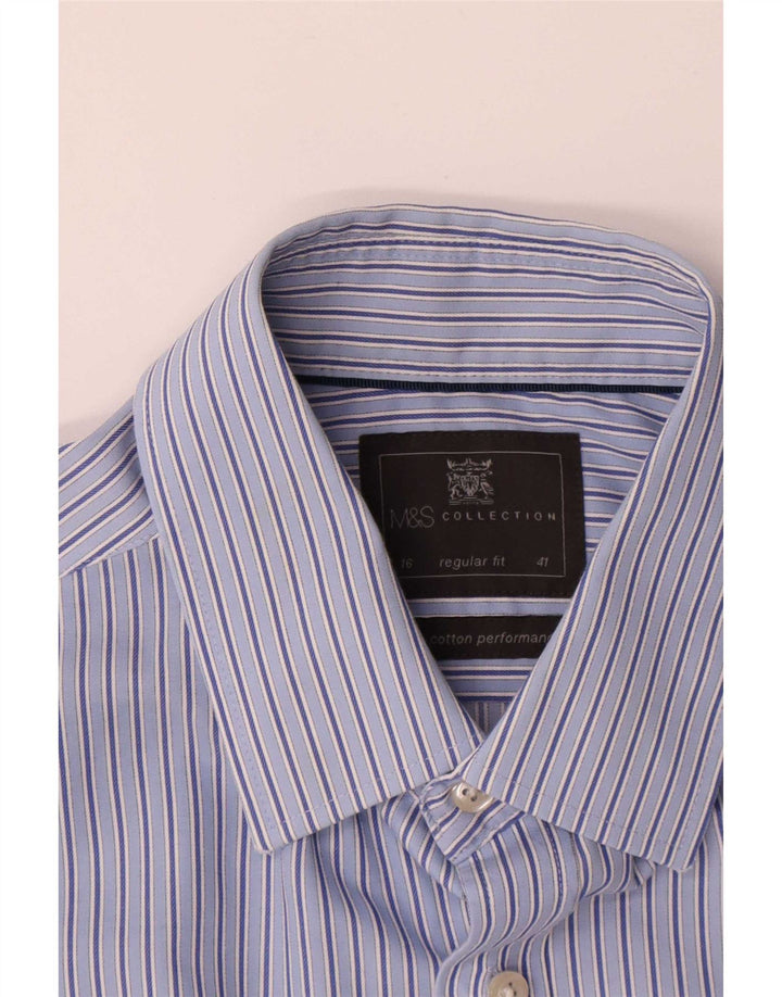 Marks & Spencer Camisa de manga corta para hombre Talla 16 41 Raya azul grande