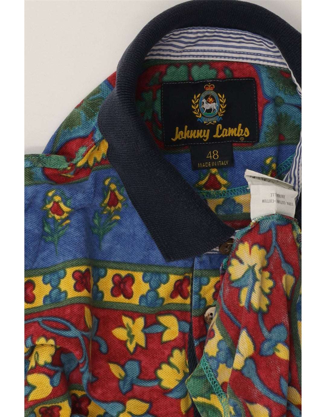 Johnny Lambs Polo para hombre IT 48 Algodón geométrico multicolor mediano