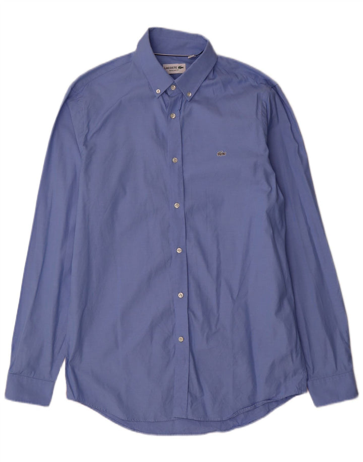 Camisa Lacoste Hombre Regular Fit Talla 40 15 1/2 Algodón Azul Medio