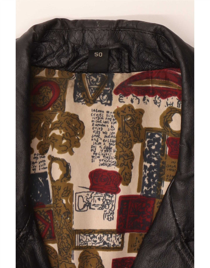 Vintage hombres cuero biker chaqueta IT 50 medio negro