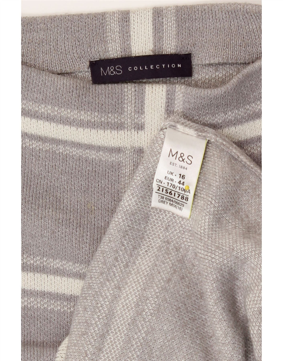 Marks & Spencer Suéter tipo jersey con cuello redondo para mujer UK 46 Large Grey Check