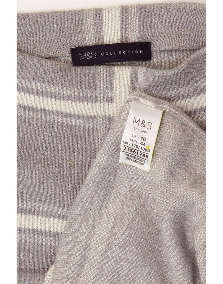 Marks & Spencer Suéter tipo jersey con cuello redondo para mujer UK 46 Large Grey Check