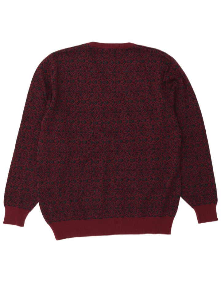 Mapier Jersey con Cuello en V para Hombre Lana Fair Isle Burdeos Medio
