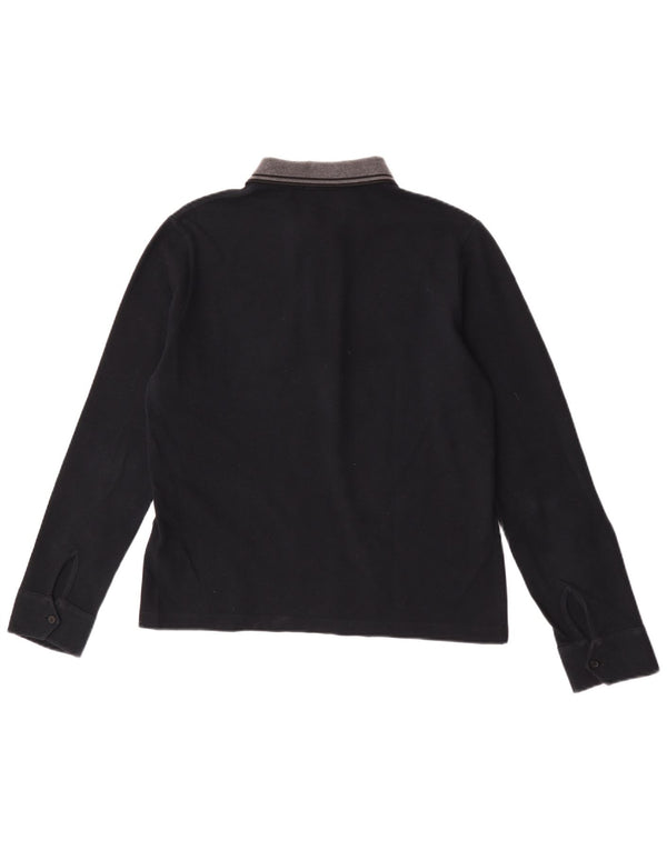 Fred Perry Polo De Rugby De Manga Larga Para Hombre Pequeño Algodón Negro