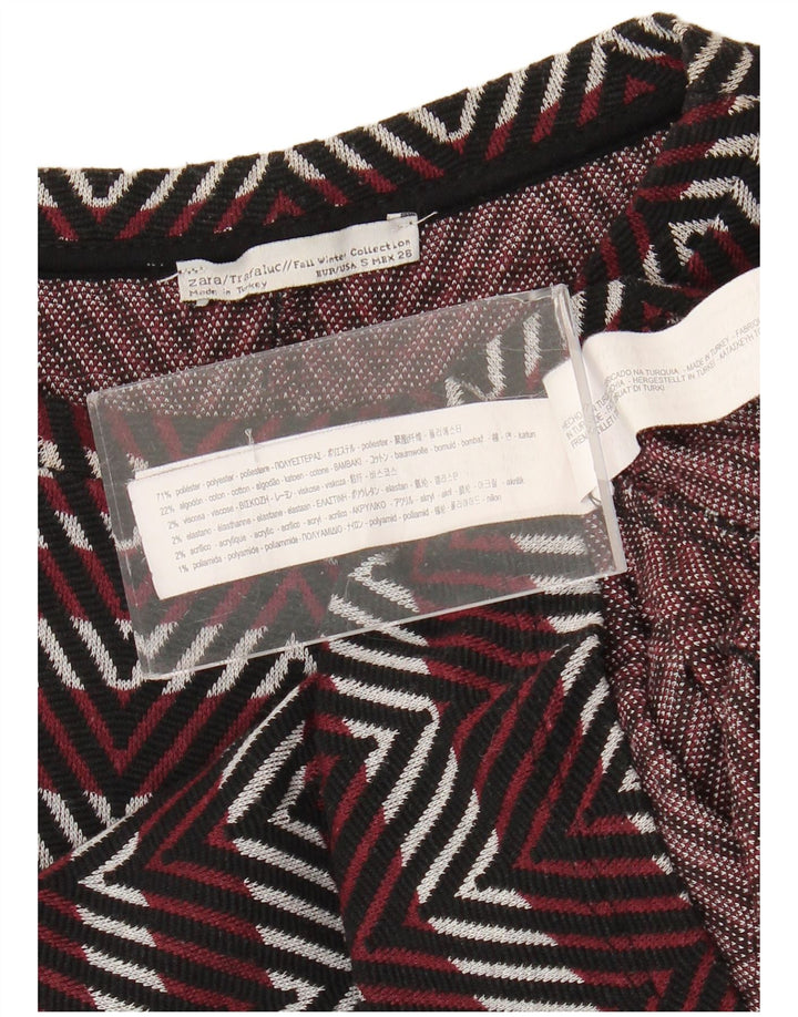 Zara Mujer Trafaluc Vestido Básico UK 8 Small Borgoña Chevron Poliéster