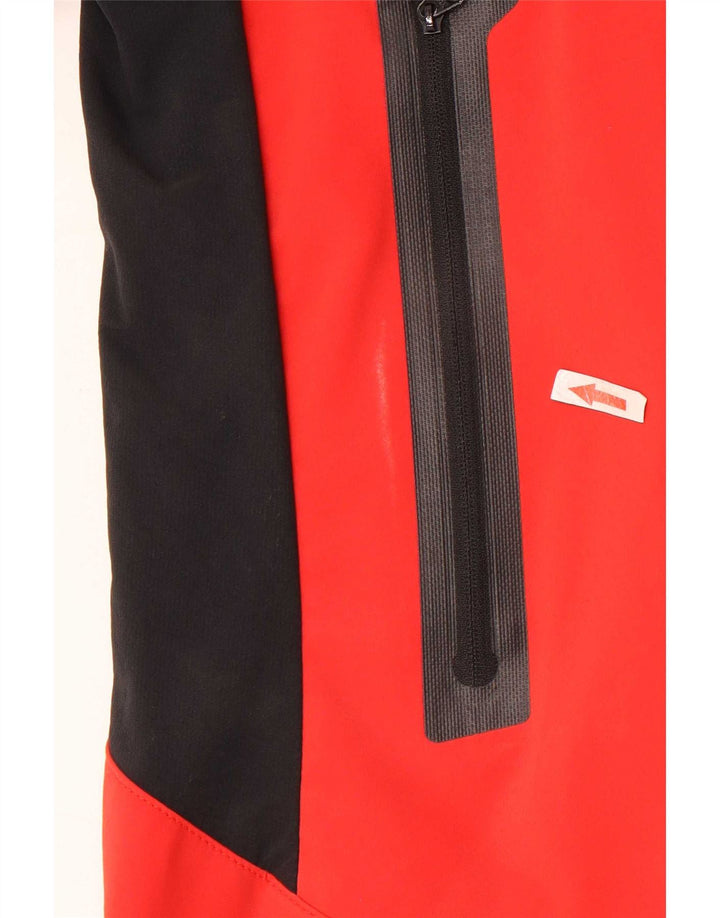 Jack Wolfskin Chaqueta impermeable con capucha para hombre UK 36/38 Medium Red Colourblock
