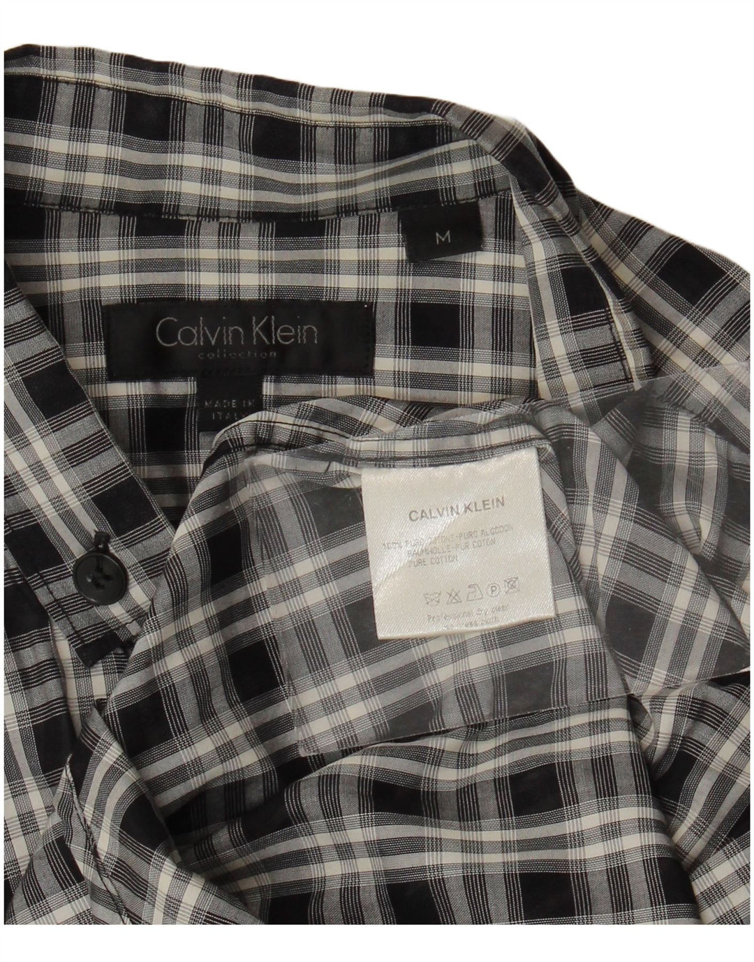 Camisa Calvin Klein Hombre Algodón A Cuadros Negro Mediano