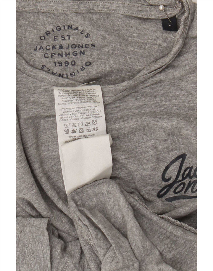 Jack & Jones - Camiseta gráfica para hombre, talla grande, algodón gris