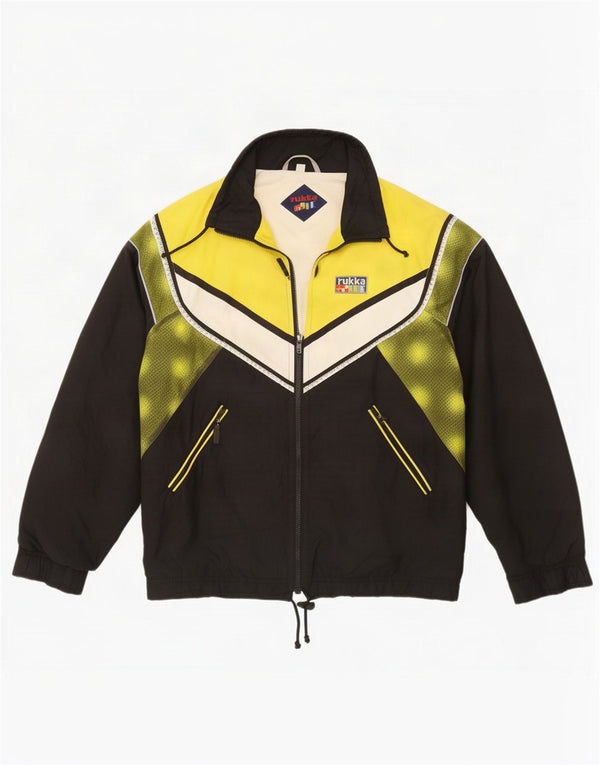 Rukka Hombre Chándal Top Chaqueta Mediano Negro Colorblock