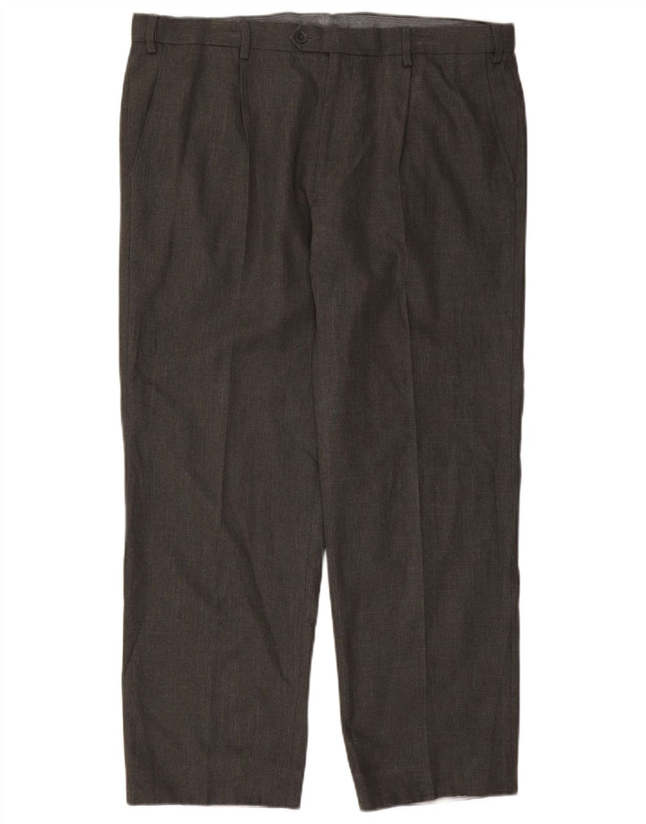Marks & Spencer Pantalón de traje regular para hombre W38 L29 Poliéster gris