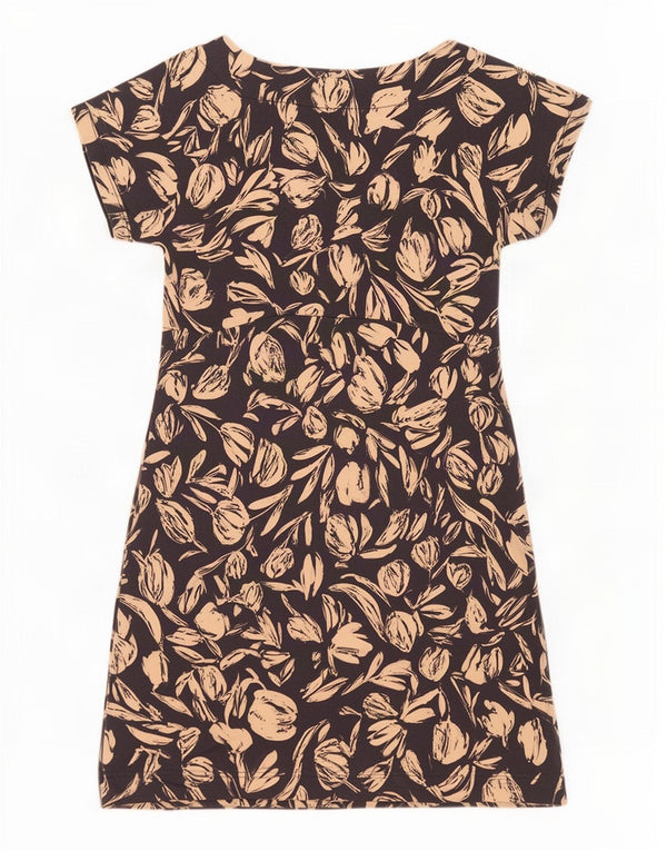 Weird Fish Womens A-Line Dress UK 12 Medium Navy Blue Floral Cotton