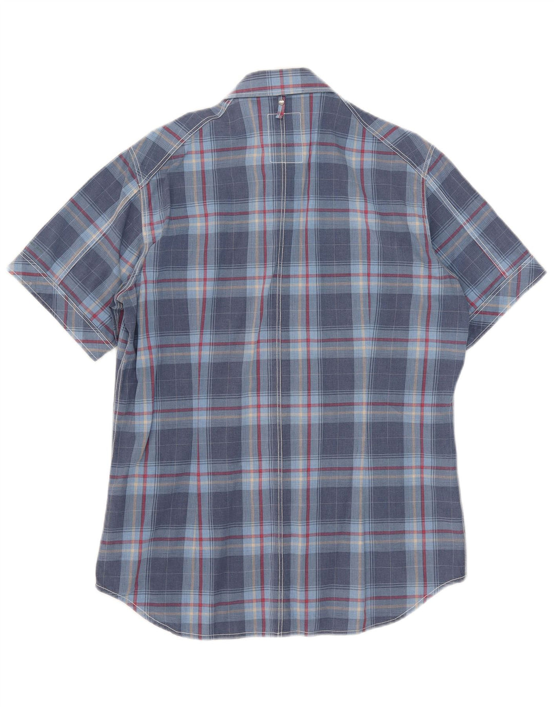 G-Star Hombre Camisa De Manga Corta De Algodón A Cuadros Azul Grande