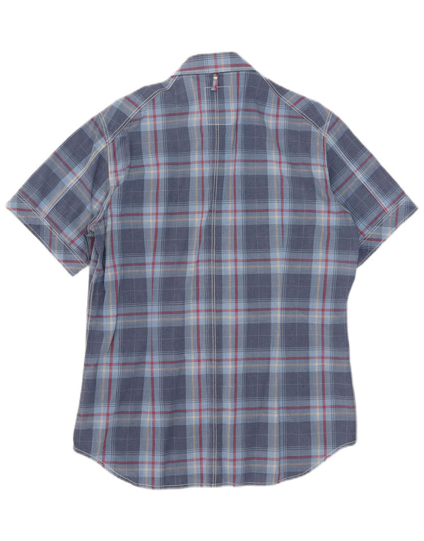 G-Star Hombre Camisa De Manga Corta De Algodón A Cuadros Azul Grande