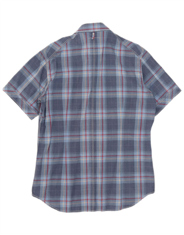 G-Star Hombre Camisa De Manga Corta De Algodón A Cuadros Azul Grande