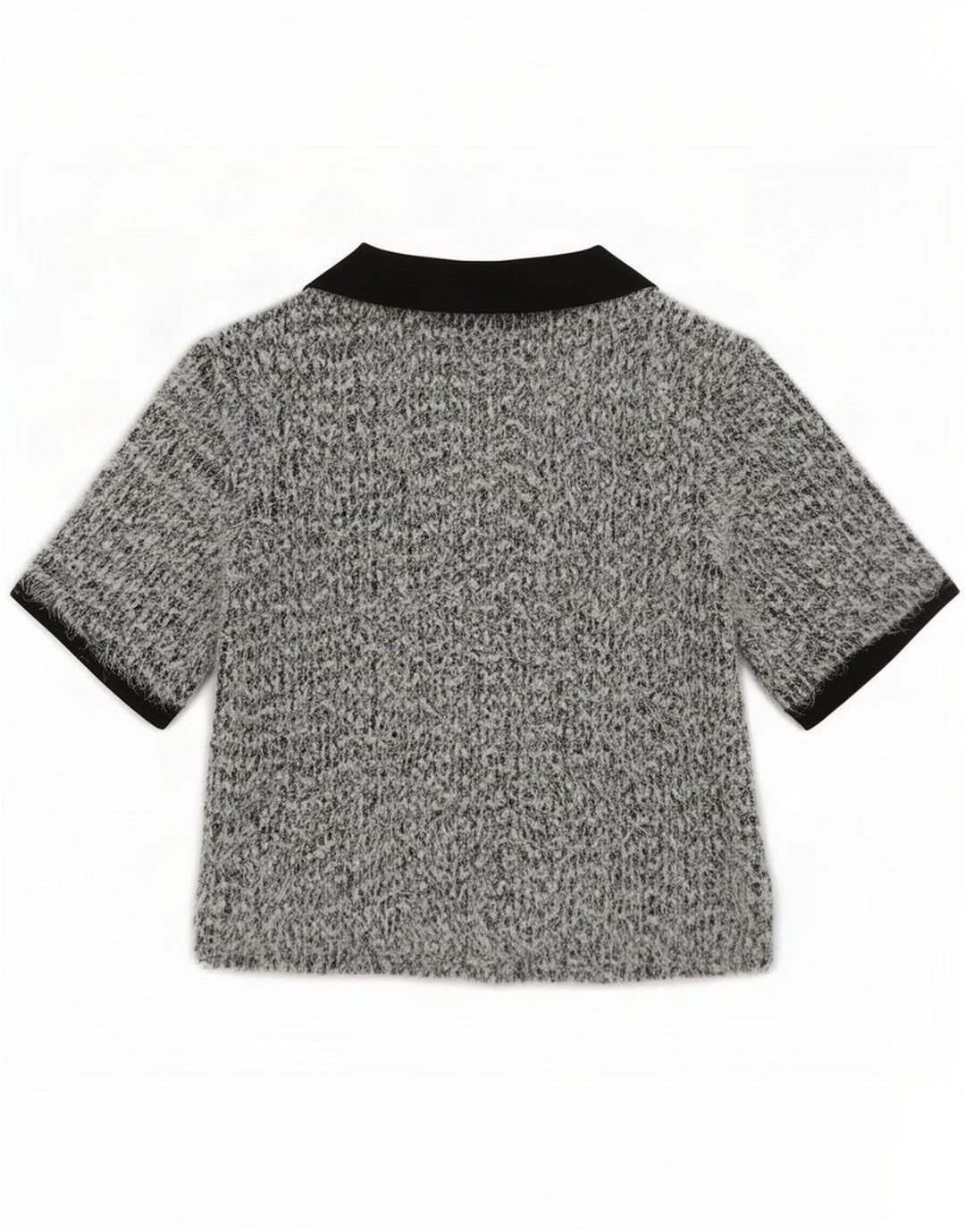 Zara Polo Mujer UK 10 Small Gris Moteado Poliéster