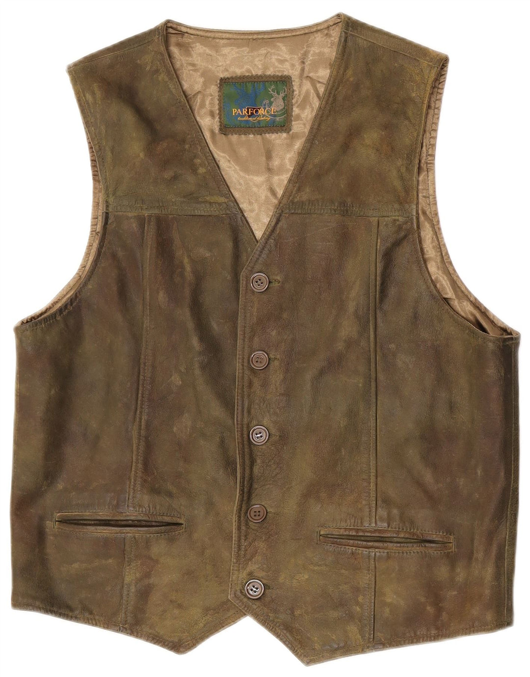 Parforce Chaleco De Cuero Para Hombre Cuero Caqui Medio
