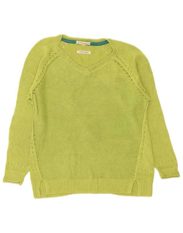 White Stuff Jersey con Cuello en V para Mujer UK 8 Small Algodón Verde