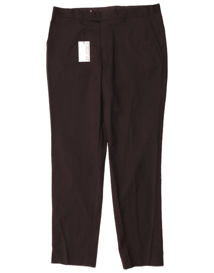 Jaeger Hombre Pantalones Casuales Slim W38 L33 Lana Negra