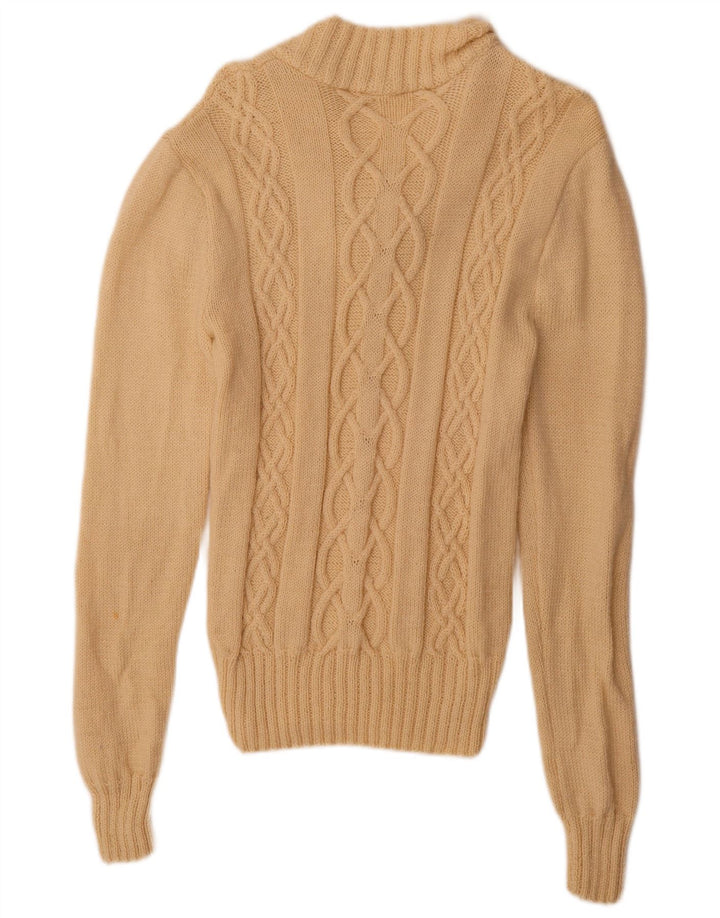 Vintage hombres V-cuello jumper suéter medio beige
