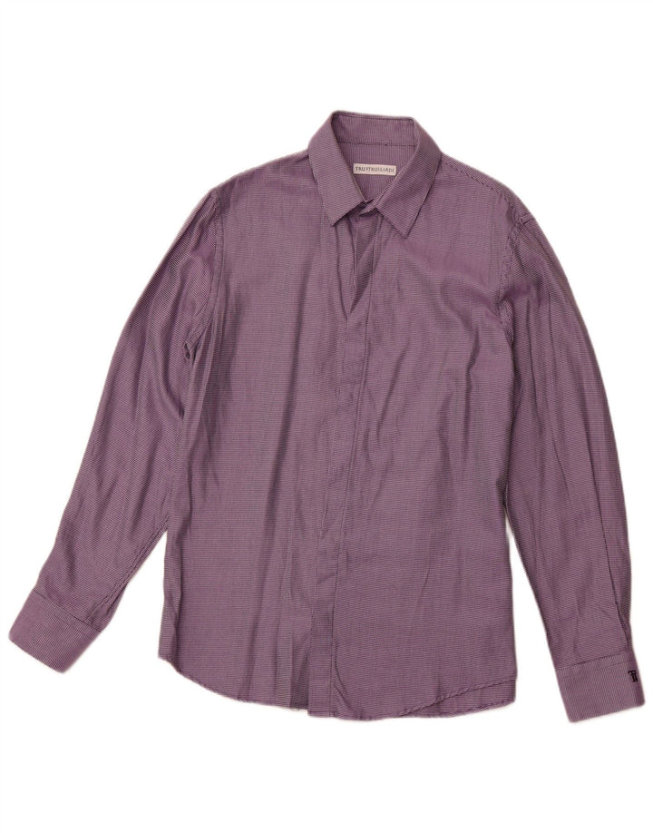 TRUSSARDI Camisa para hombre Talla 41 Mediana Púrpura Manchada
