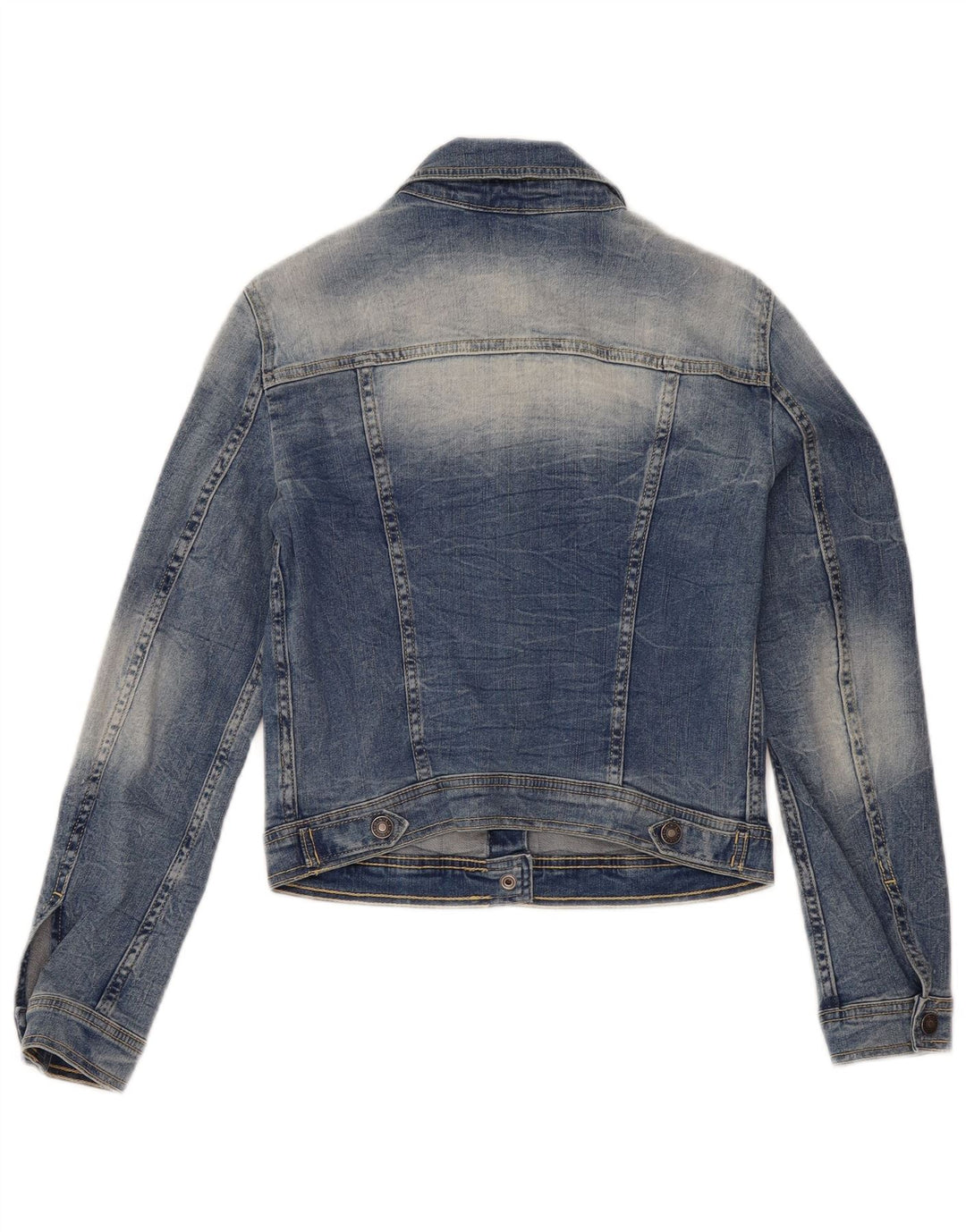 Benetton Chaqueta Vaquera Corta Mujer UK 40 Small Algodón Azul