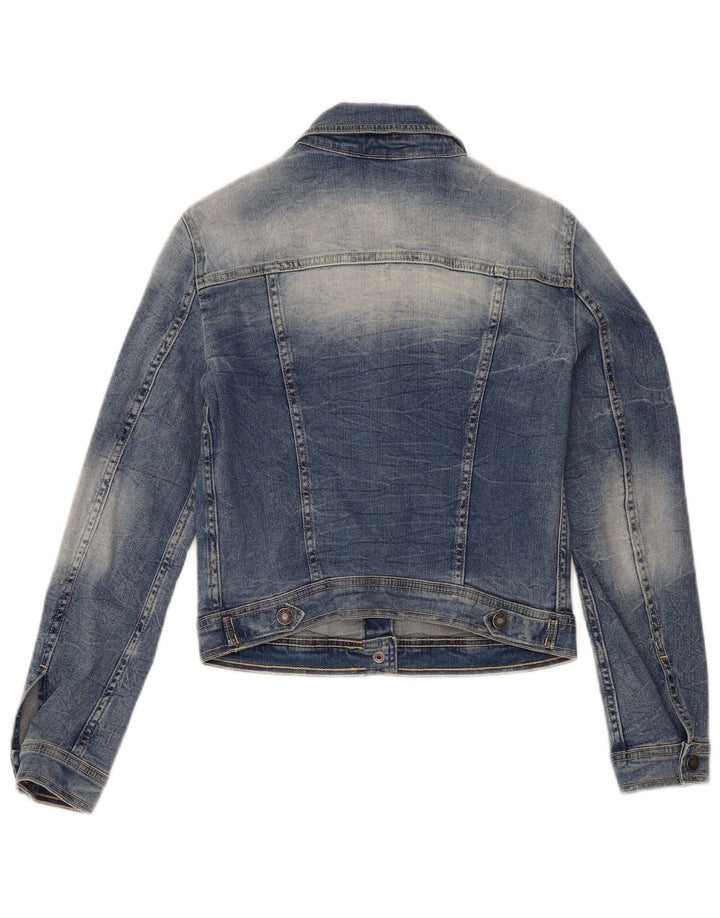 Benetton Chaqueta Vaquera Corta Mujer UK 40 Small Algodón Azul