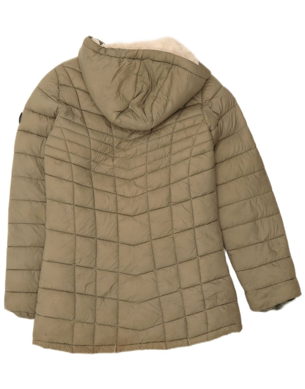 Dkny Chaqueta Acolchada Sherpa Niñas 14-15 Años Grande Nylon Caqui