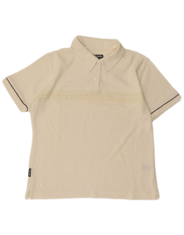 Lotto Polo para mujer UK 40 Medium Off White Algodón a rayas