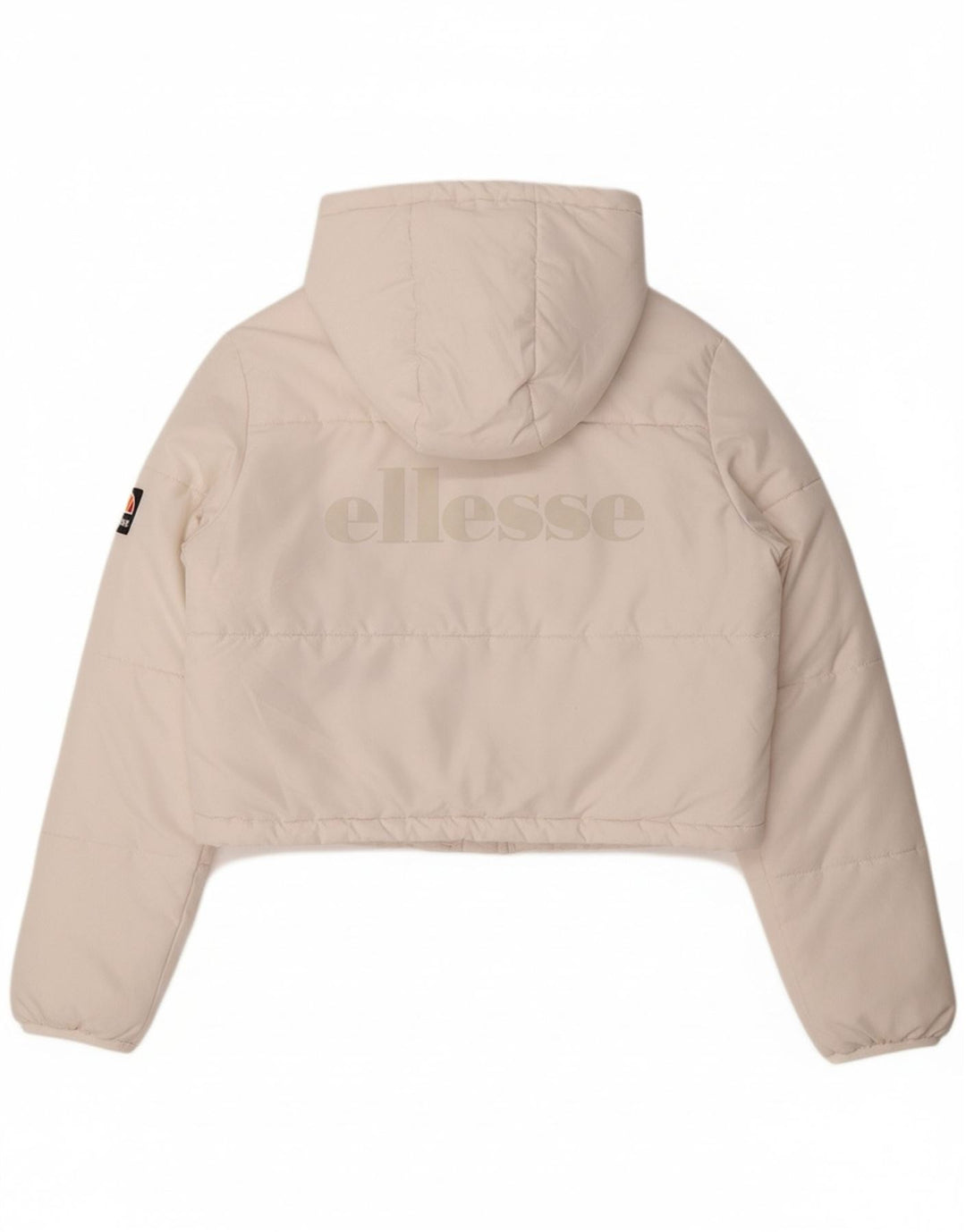 ELLESSE Womens Hooded Crop Padded Jacket UK 14 Large White Polyester