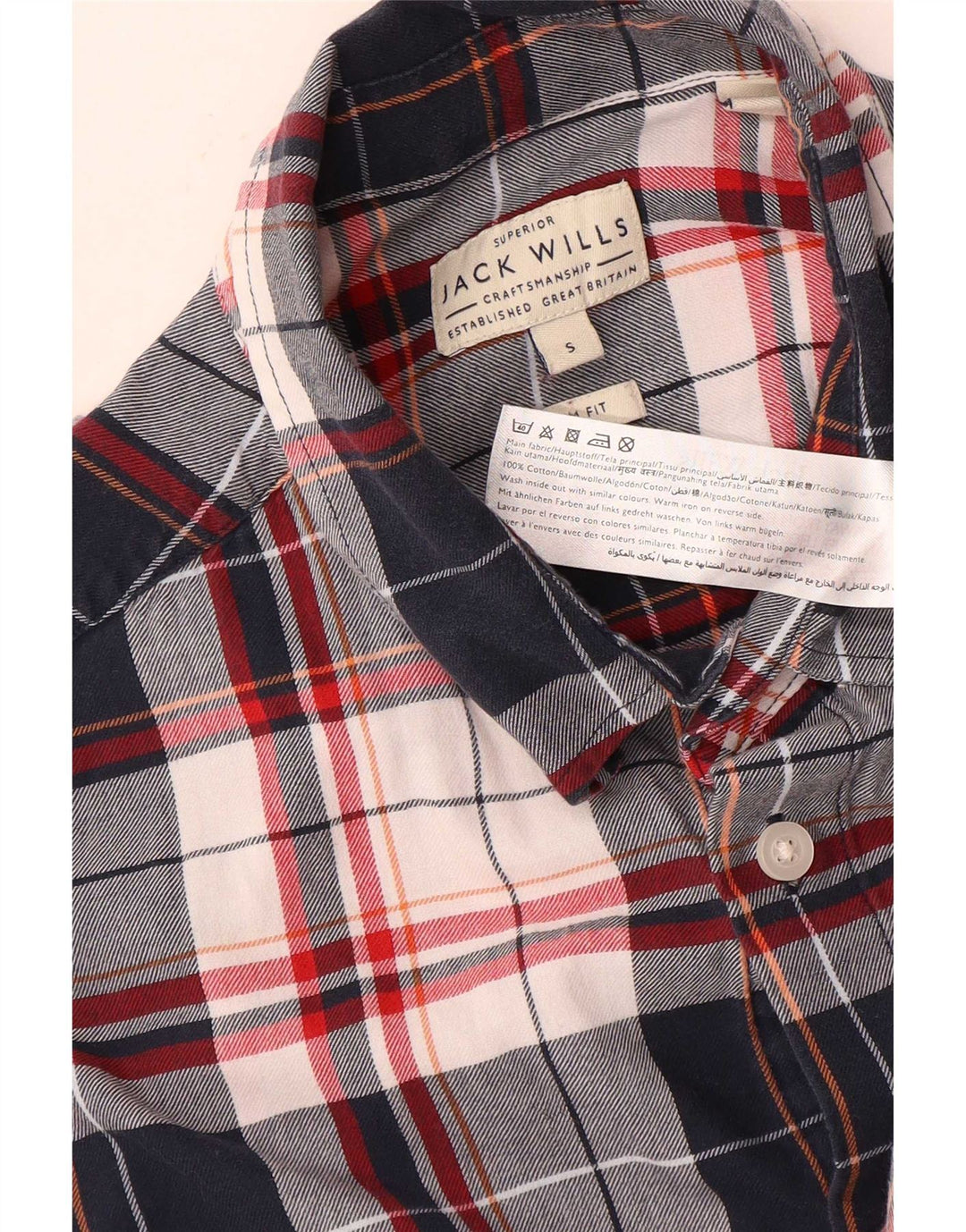 Camisa Jack Wills Hombre Slim Fit Algodón A Cuadros Azul Marino Pequeño