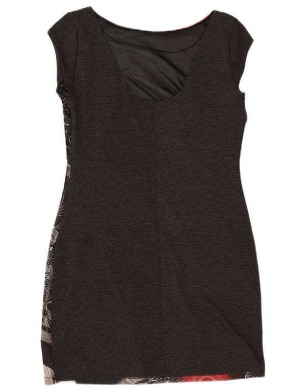 DESIGUAL Vestido tubo gráfico para mujer UK 40 XL Gris floral