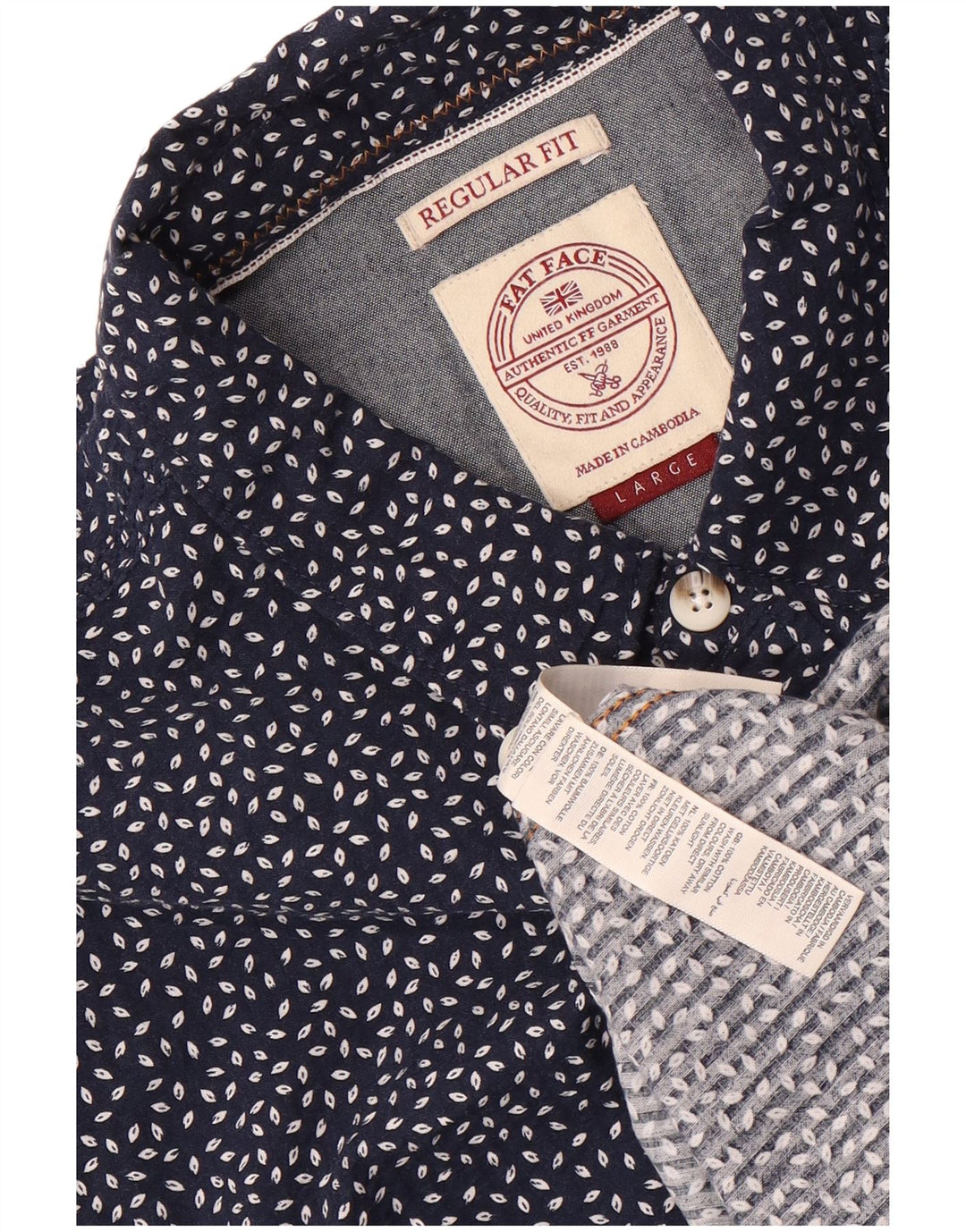 Camisa de corte estándar para hombre de Fat Face de algodón con lunares en azul marino grande