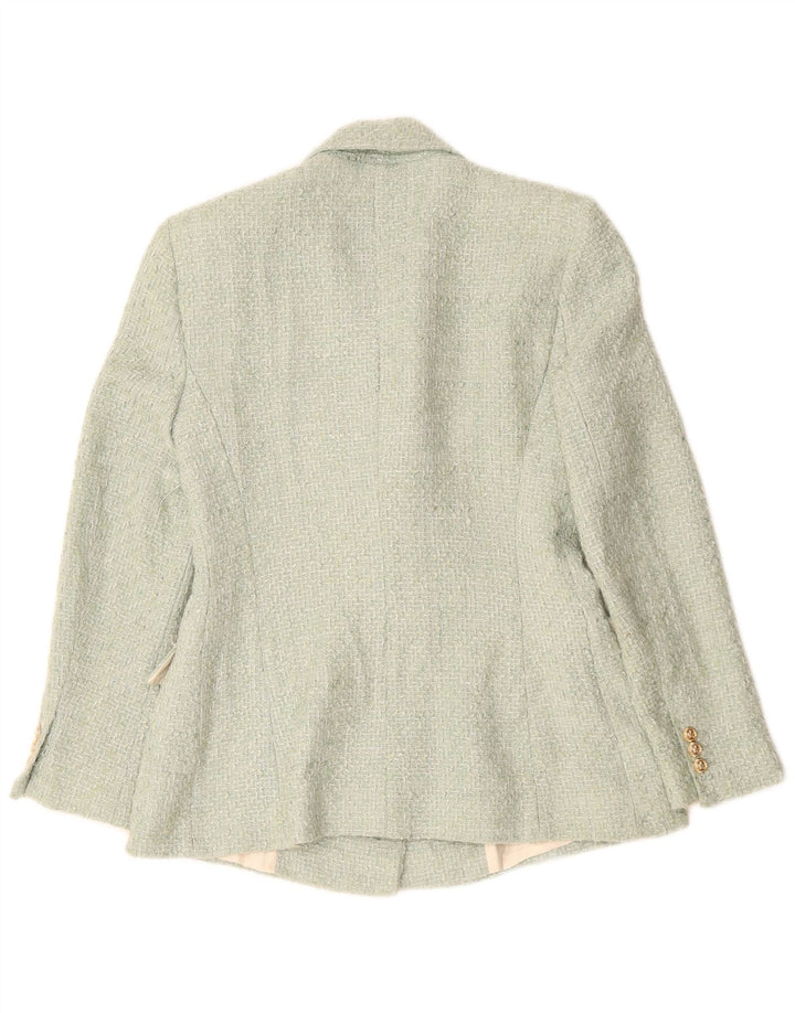 ZARA Chaqueta Blazer De Doble Botonadura Para Mujer UK 42 Acrílico Verde Medio