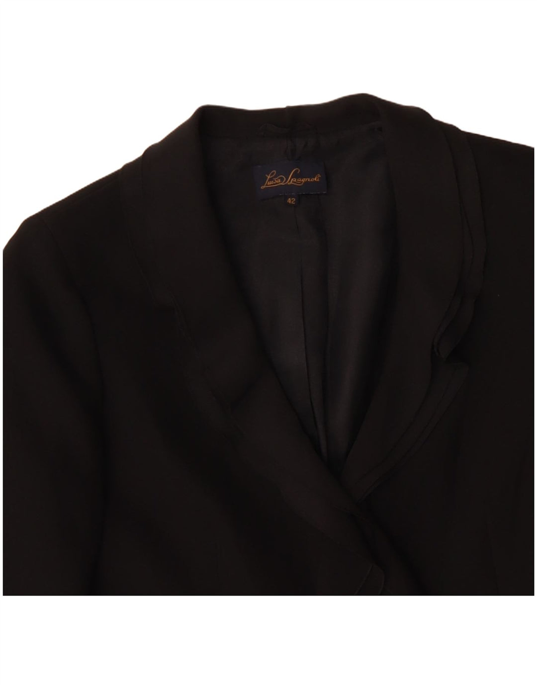 LUISA SPAGNOLI Chaqueta tipo blazer de 2 botones para mujer IT 42 Poliéster negro mediano