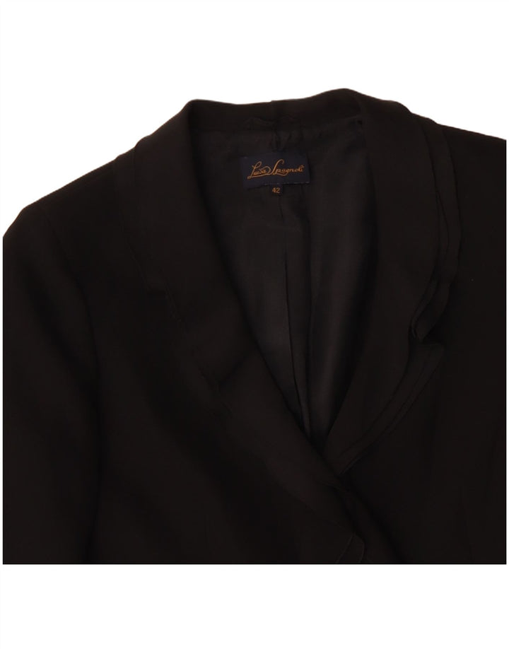 LUISA SPAGNOLI Chaqueta tipo blazer de 2 botones para mujer IT 42 Poliéster negro mediano