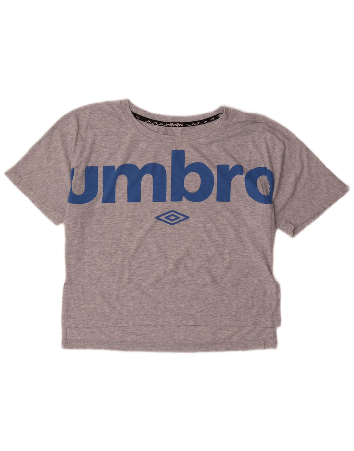 UMBRO Camiseta corta con gráfico para mujer UK 44 Poliéster moteado gris medio