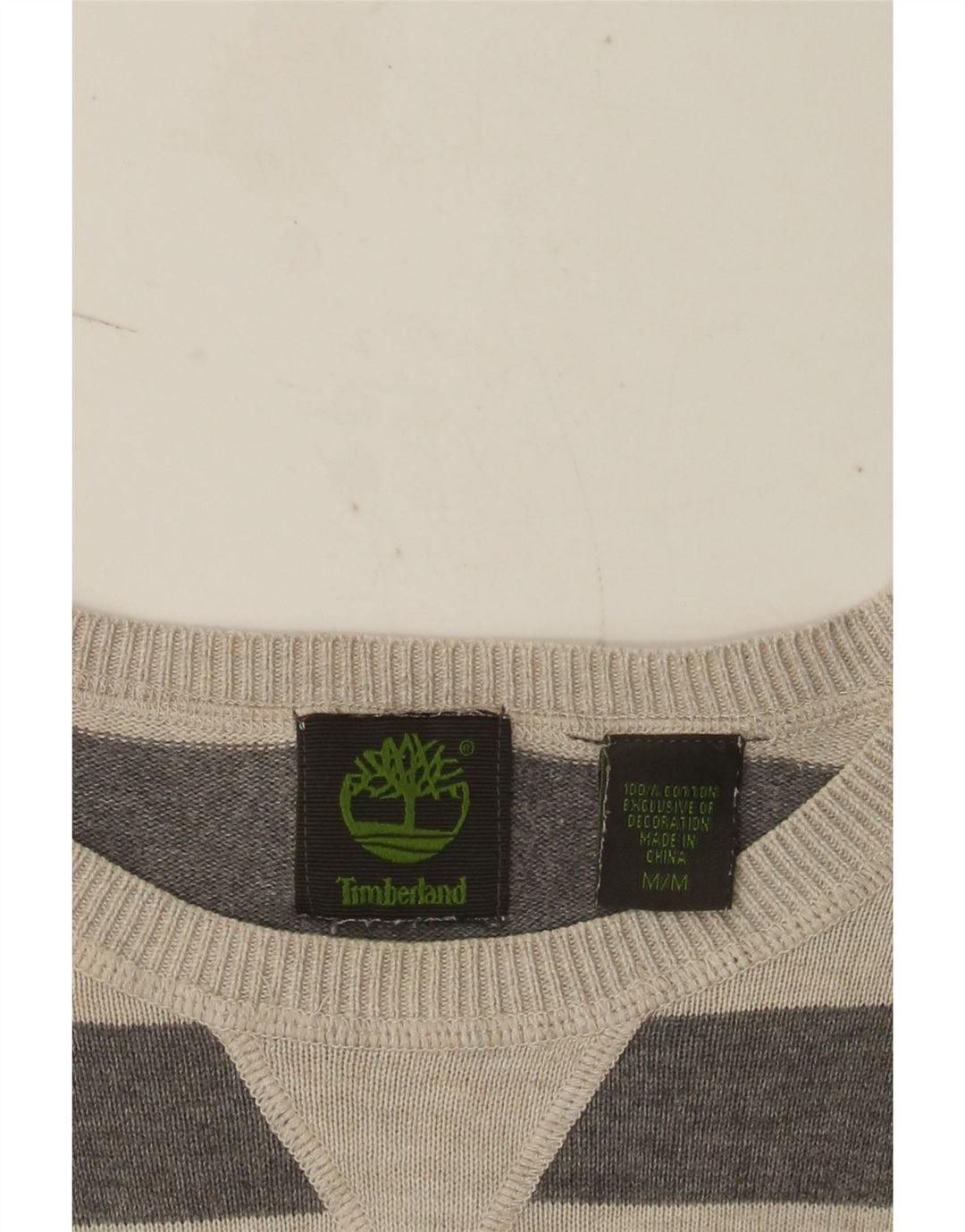 Timberland Jersey De Cuello Redondo Para Hombre Jersey De Algodón A Rayas Gris Medio