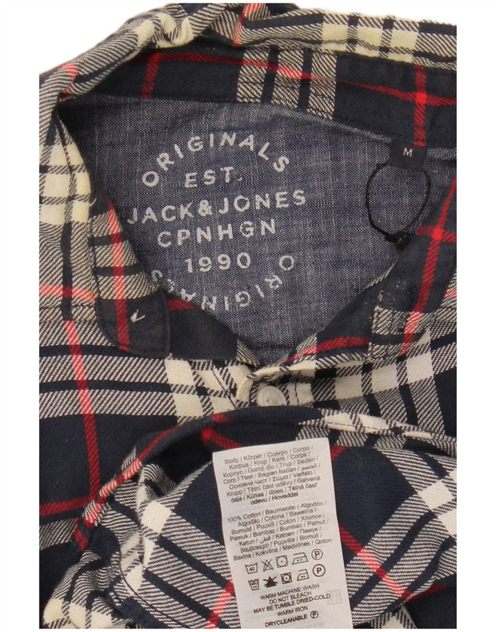 Jack & Jones Hombre Camisa De Franela De Algodón A Cuadros Azul Marino Mediano