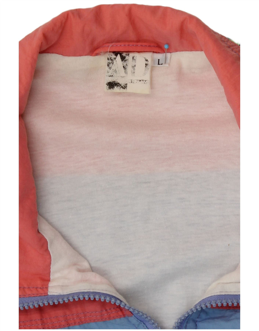 Vintage mujeres patrón abstracto chándal top chaqueta Reino Unido 16 azul grande