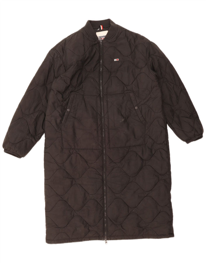 Tommy Hilfiger Abrigo acolchado extragrande para mujer UK 10 Small Poliéster negro