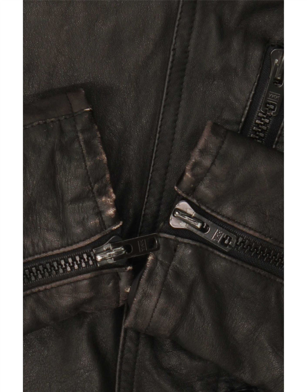 Vintage hombres cuero biker chaqueta IT 50 grande negro