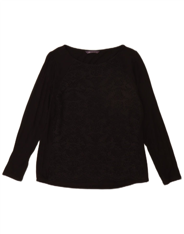 Marks & Spencer Top para mujer de manga larga UK 42 Viscosa negra mediana