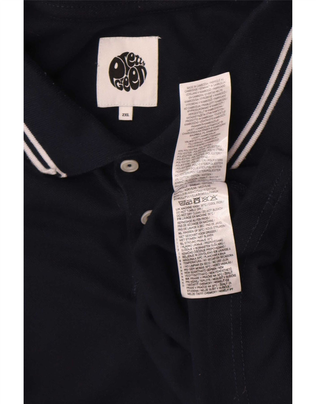 Polo para hombre Pretty Green 2XL Poliéster a rayas azul marino