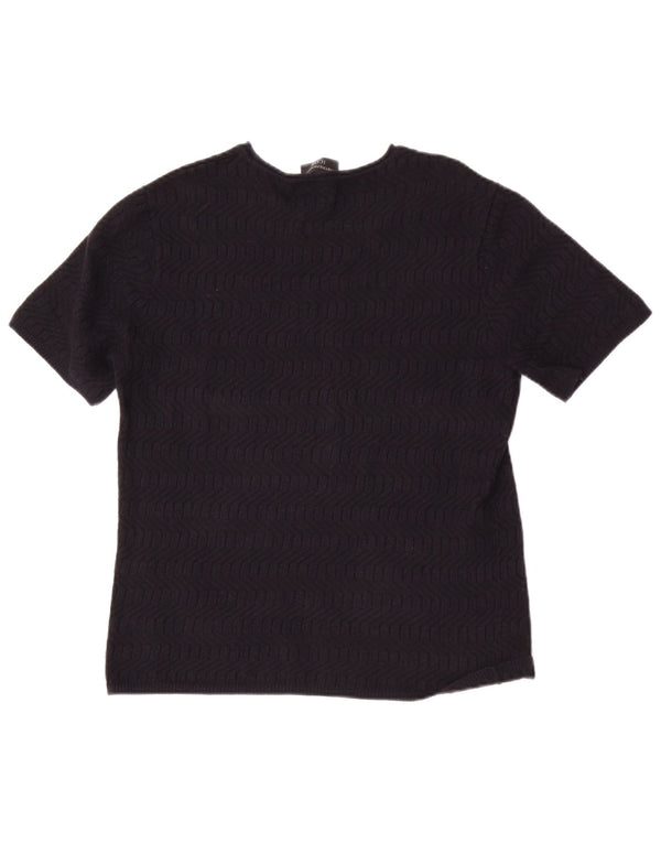 Emporio Armani Jersey con cuello barco para mujer, talla 44, talla mediana, azul marino