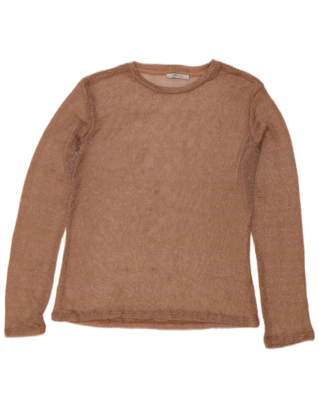 Zara Mujer Top Manga Larga UK 46 Grande Dorado