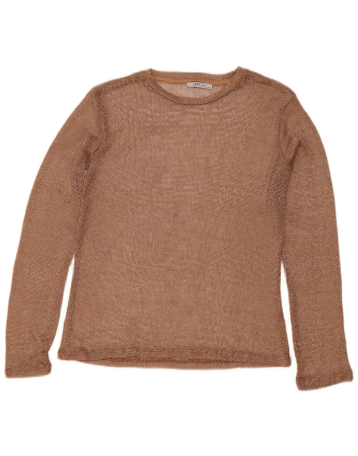 Zara Mujer Top Manga Larga UK 46 Grande Dorado