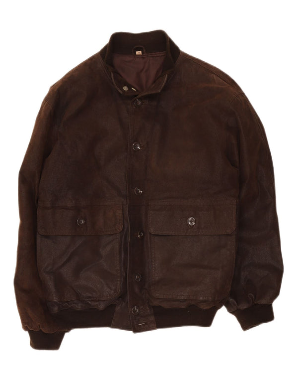Vintage hombres bombardero chaqueta de cuero IT 48 marrón medio