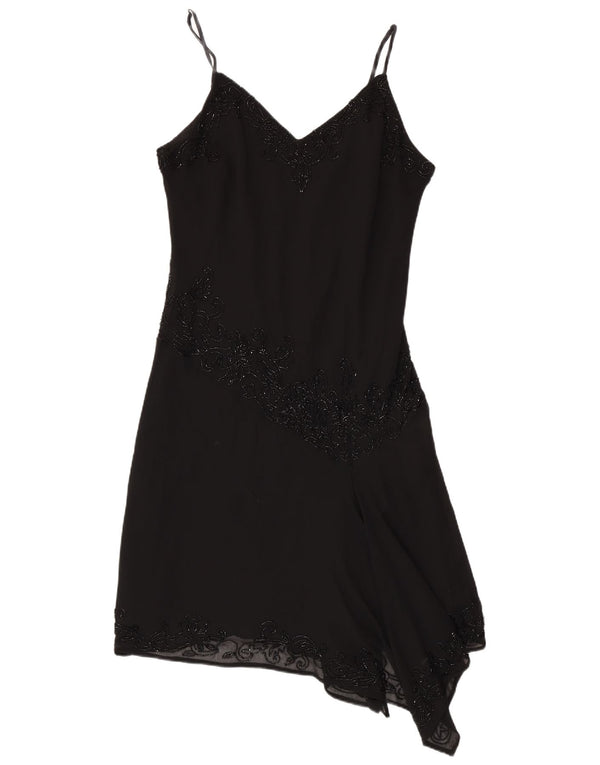 JMD Vestido lencero asimétrico para mujer UK 42 Mediano Poliéster negro